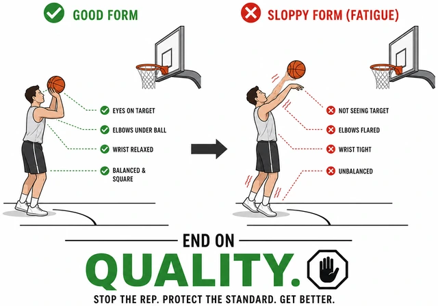 Illustration: ending free-throw practice when form gets sloppy from fatigue