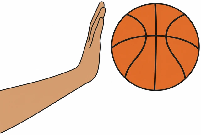 Illustration: guide hand staying on side not pushing through basketball