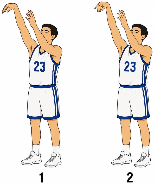 Illustration: holding free-throw follow-through two counts after release