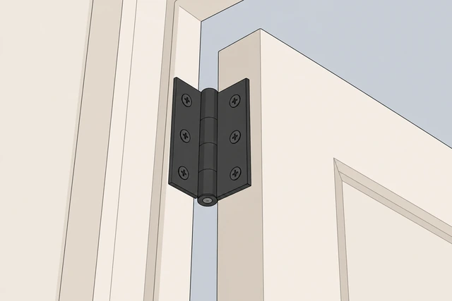 Illustration: door positioned slightly open with hinge pin head visible and reachable from below