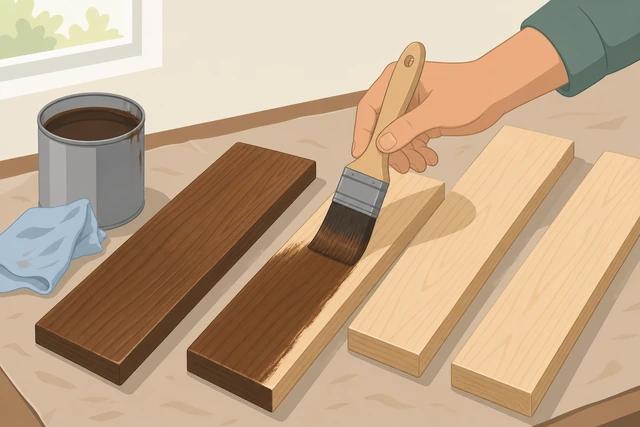 Illustration: staining smaller wood sections while keeping a wet edge