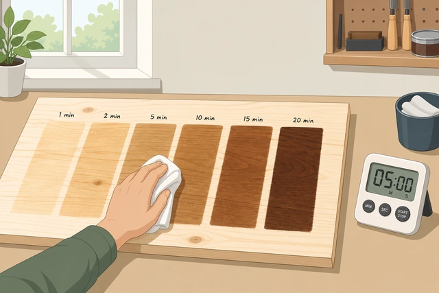 Illustration: practicing stain timing on a large scrap board