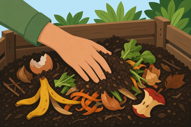 Illustration for Bury fresh scraps deep, not near the surface.
