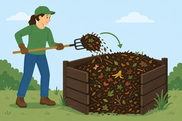 Illustration for Turn and aerate every 1-2 weeks.