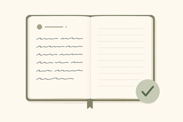 Illustration: journal line saying unsure what to write with check mark