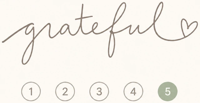 Illustration: single word and mood number 1 to 5 in journal
