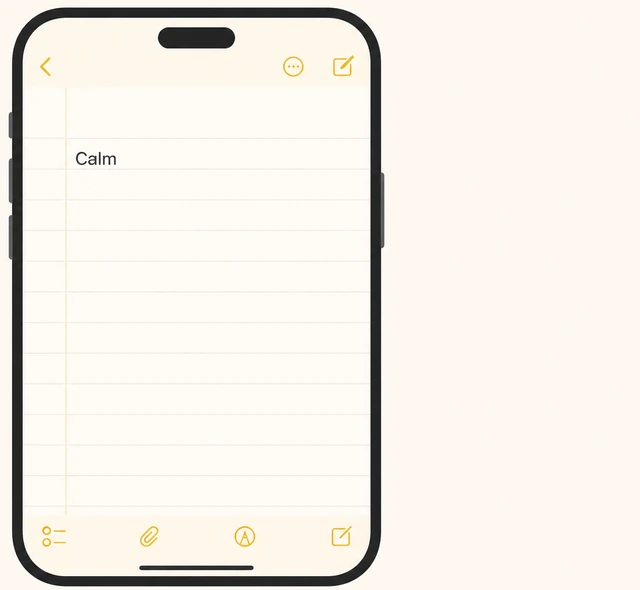 Illustration: phone notes app with one word logged as micro journal