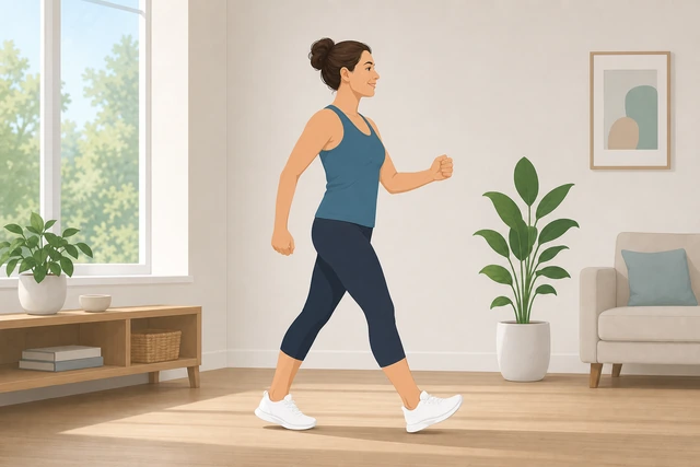 Illustration: person walking only at easy pace after stopping painful warm-up moves