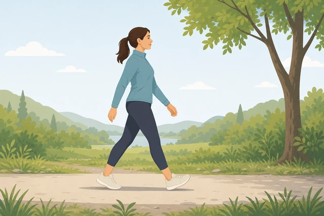 Illustration: person extending an easy walk to add one more minute of warming up