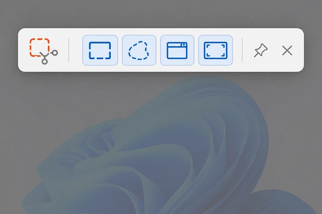 Illustration: Windows snipping toolbar with four mode icons highlighted
