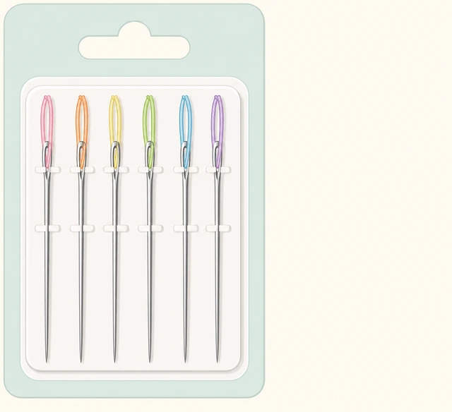 Illustration: pack of pre-threaded hand sewing needles