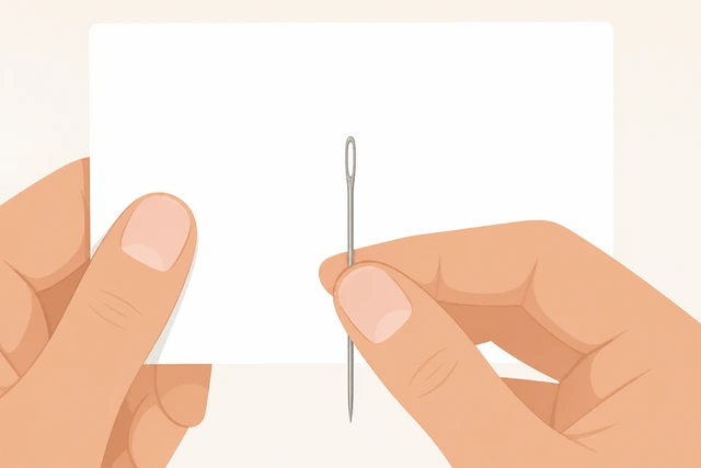 Illustration: holding needle eye against a white card in bright light
