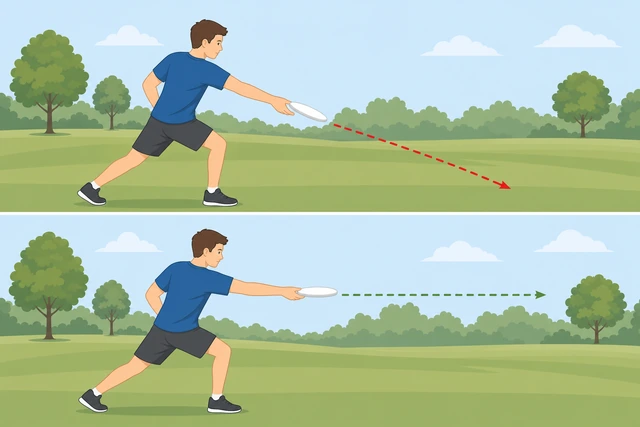 Illustration: correcting a downward chop release on a frisbee