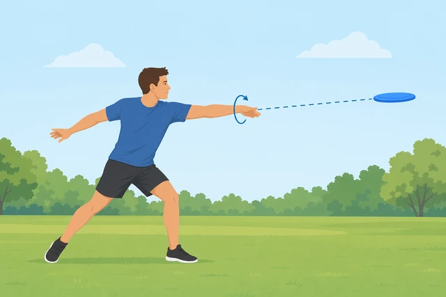 Illustration: adding wrist spin to prevent frisbee nose dive