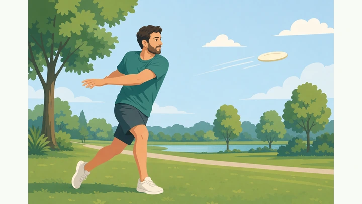 Illustration: person throwing a frisbee backhand with flat disc and follow-through
