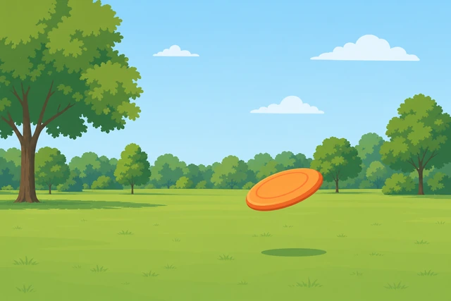 Illustration: flying disc on open park grass with clear throwing space