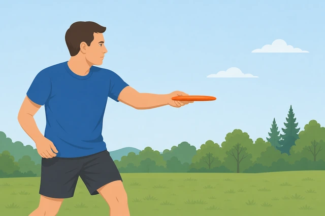 Illustration: disc held flat and level before a backhand throw