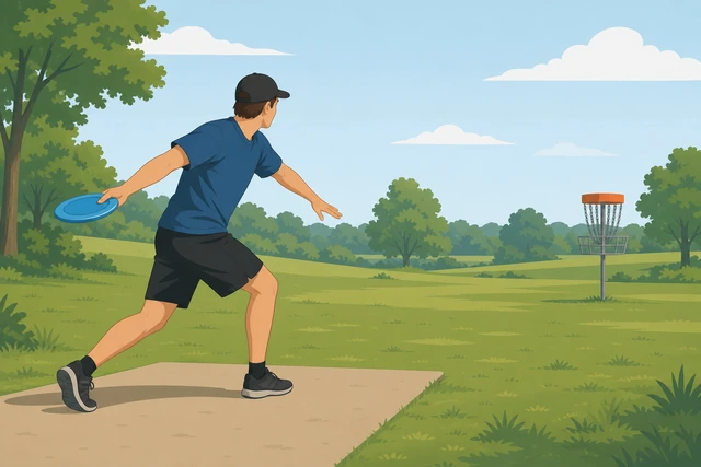 Illustration: stepping toward target during backhand frisbee throw