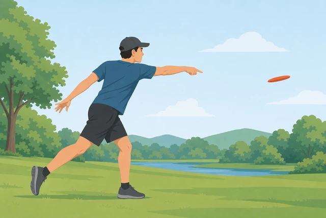 Illustration: follow-through pointing after a backhand frisbee release