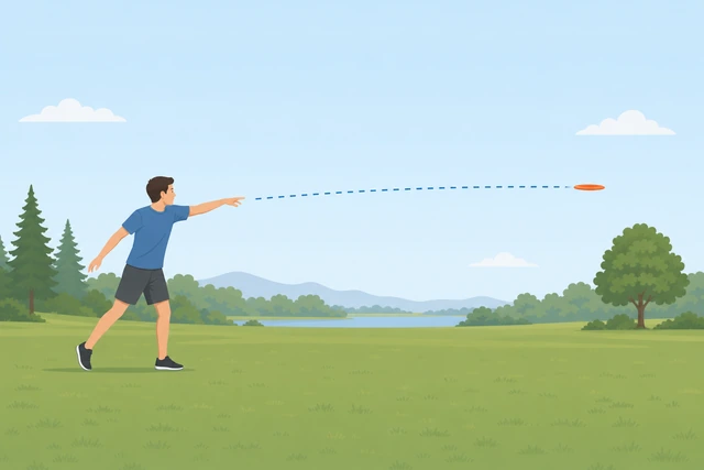 Illustration: watching frisbee flight path after a throw