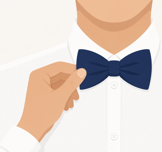 Illustration: centering the bow knot on the shirt top button