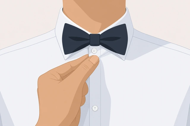 Illustration: checking shirt collar size and top button before blaming the bow