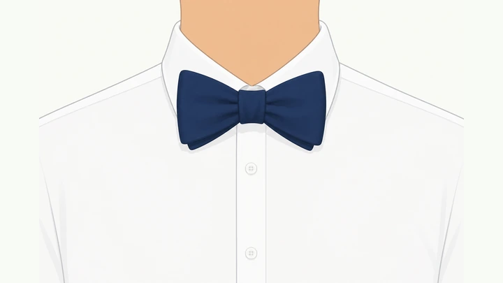 Illustration: finished even self-tie bow tie on a dress shirt