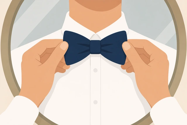 Illustration: adjusting bow-tie wings until they are even and level