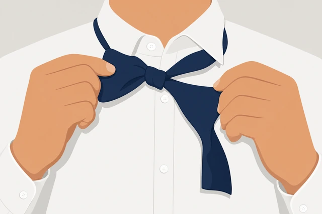 Illustration: untying a crooked bow tie completely