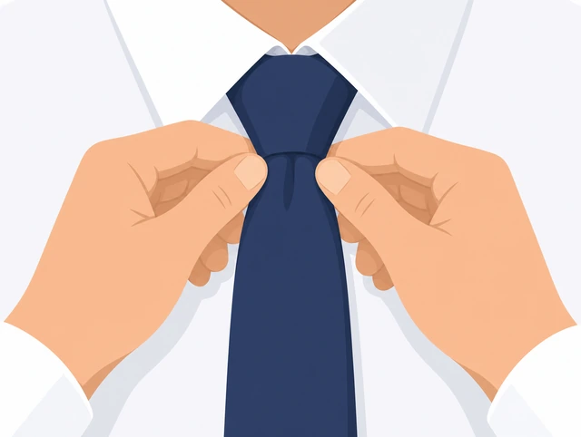 Illustration: centering necktie knot between collar points