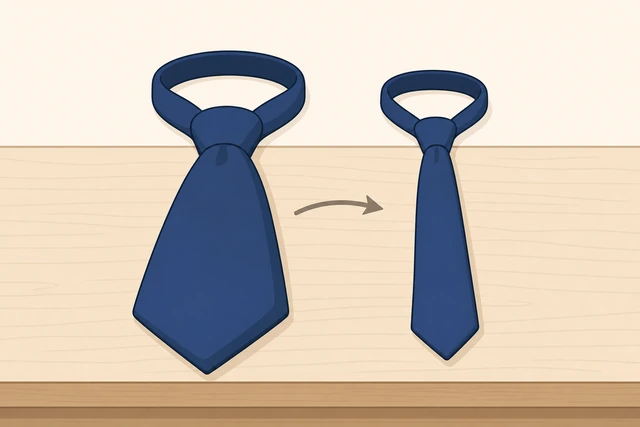 Illustration: thick necktie compared with thinner tie or half-Windsor option