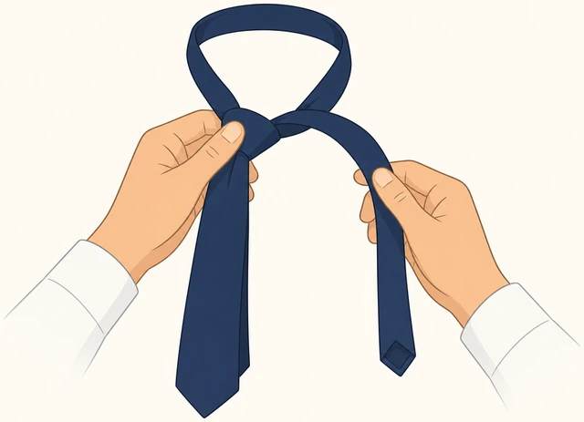 Illustration: untying a necktie completely to fix length