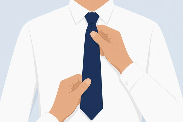 Illustration: adjusting wide necktie end starting length by one to two inches