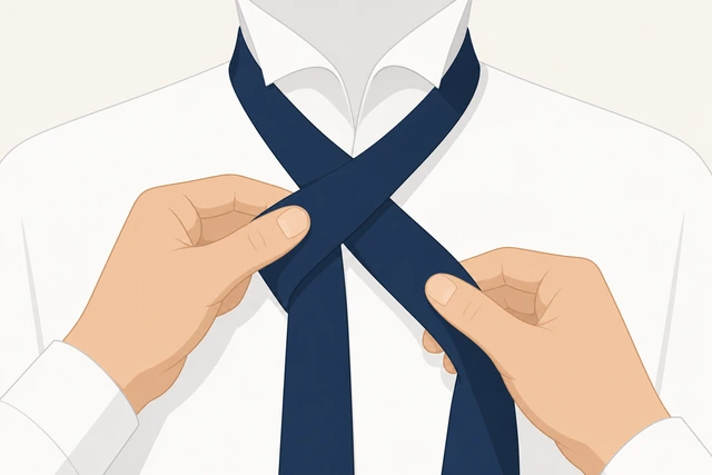 Illustration: retying a four-in-hand necktie after length adjustment