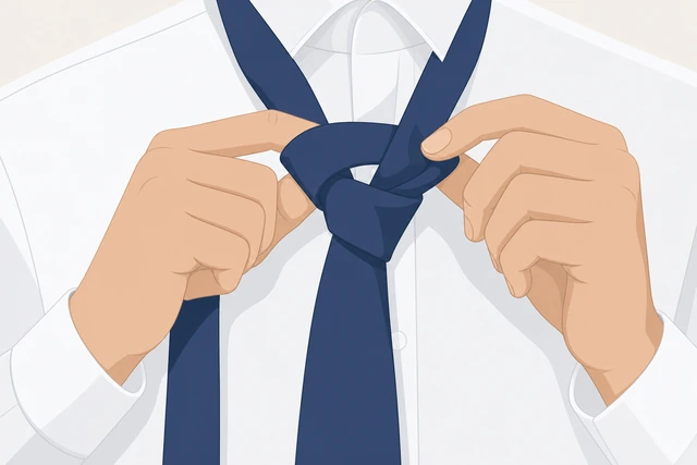 Illustration: remaking the front loop of a four-in-hand necktie