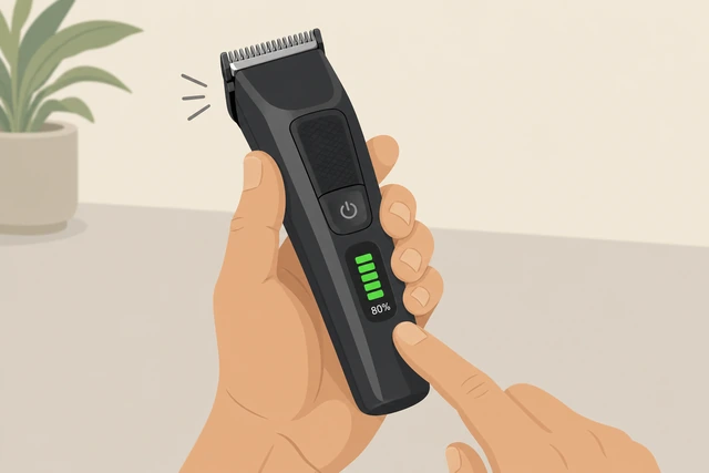 Illustration: checking beard clipper battery charge when blades pull