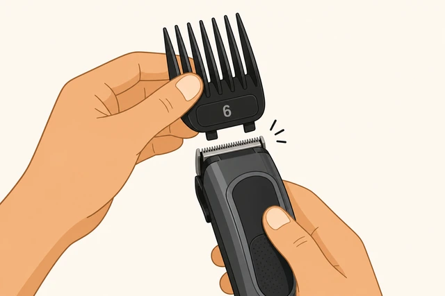 Illustration: selecting a longer clipper guard than the final target