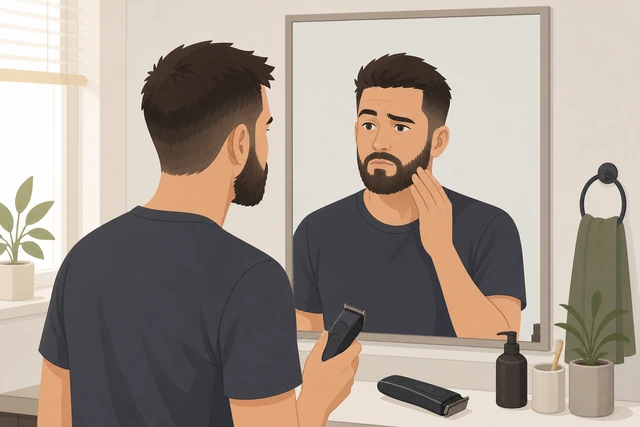 Illustration: pausing beard trim when sides look uneven