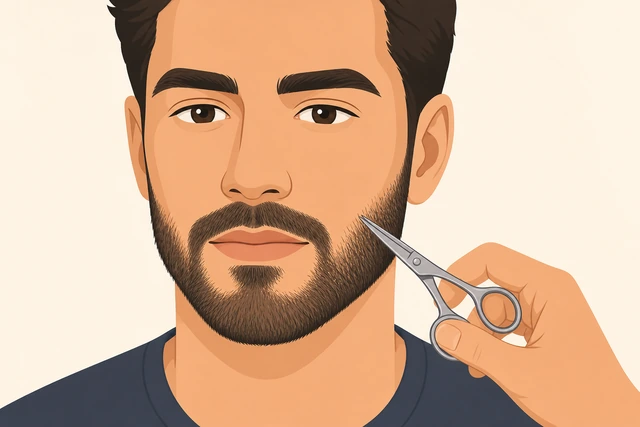 Illustration: scissor fixing tiny beard side mismatches