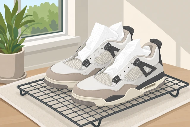 Illustration: air-drying sneakers after midsole deep clean