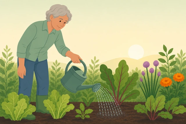Illustration for Move future watering to morning and stop wetting the foliage.