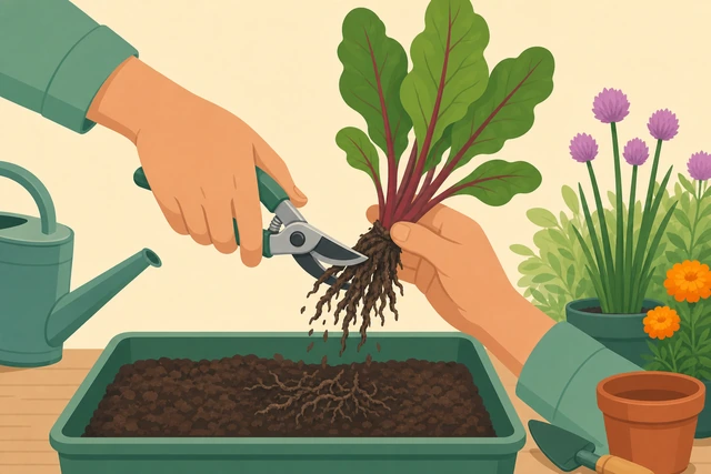Illustration for If root rot is suspected, trim rotted roots and repot.
