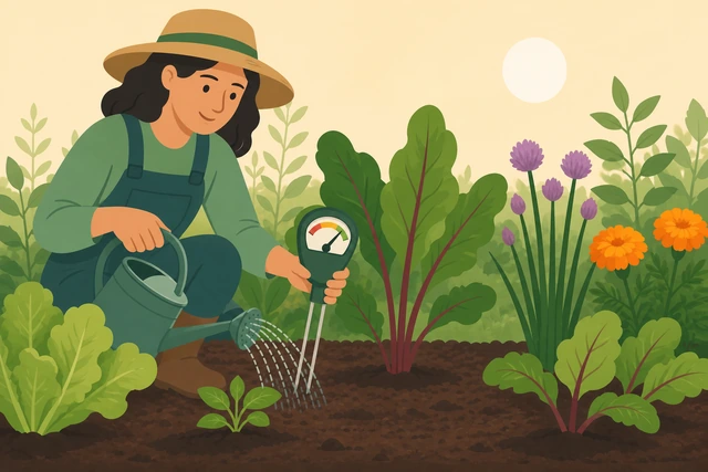 Illustration for Preflight — gather tools, check the forecast, and group plants by water needs.
