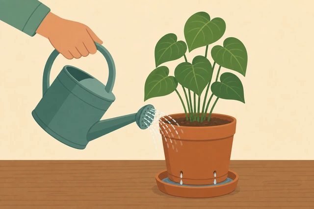 Illustration for Water containers until they drain from the bottom.