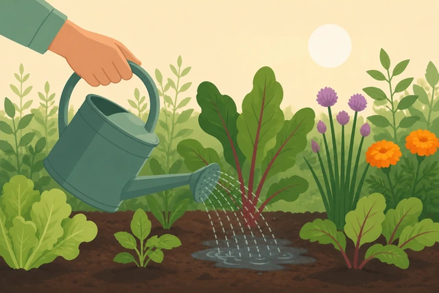 Illustration for Watch for pooling or runoff while you water.