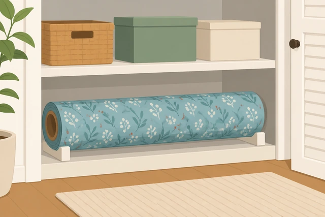 Illustration: larger wrapping paper roll stored for next gifts