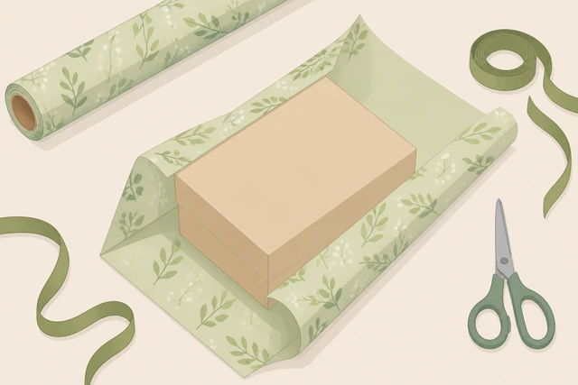 Illustration: wrapping paper around a newly boxed gift