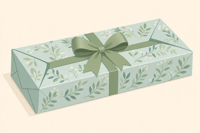 Illustration: matching envelope fold on the other gift end