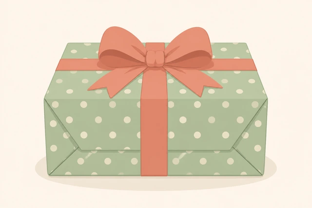 Illustration: wrapped gift with seam placed on the bottom