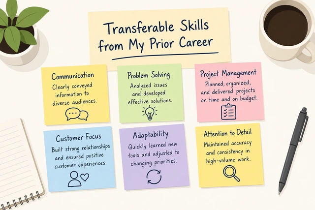 Illustration: listing transferable skills from a prior career for a new role